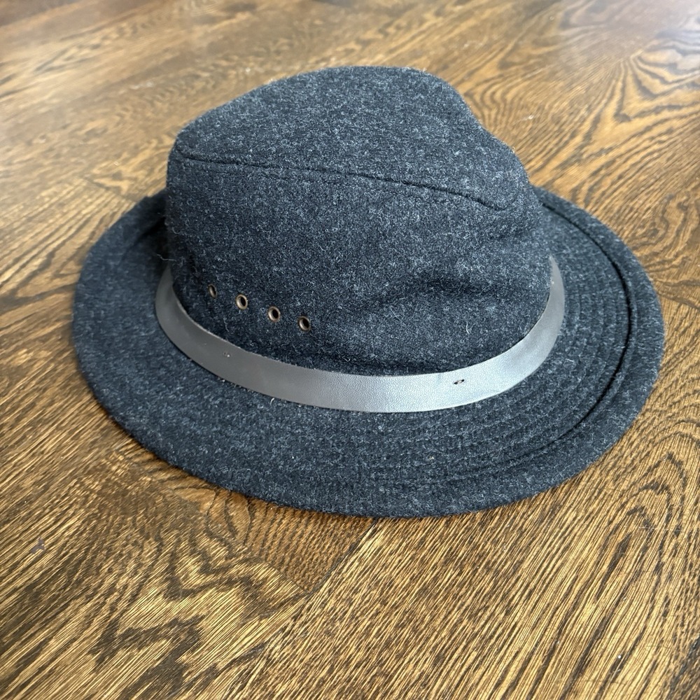 VTG Filson Mackinaw Wool Packer Hat Charcoal Gray XXL Made in USA Fedora Outdoor